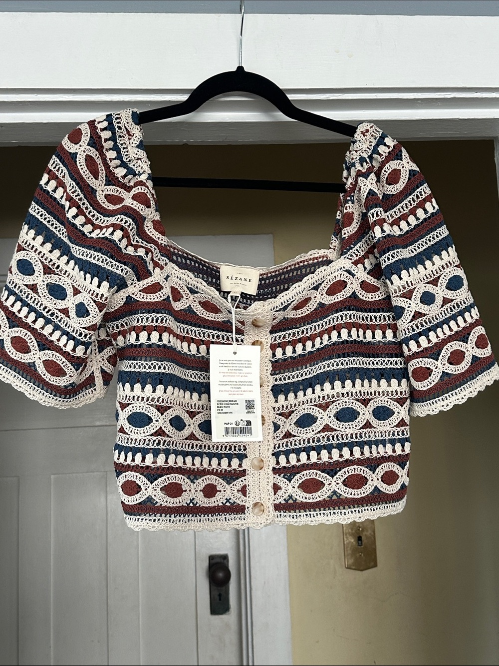 NWT Sezane Breah Crochet Blouse